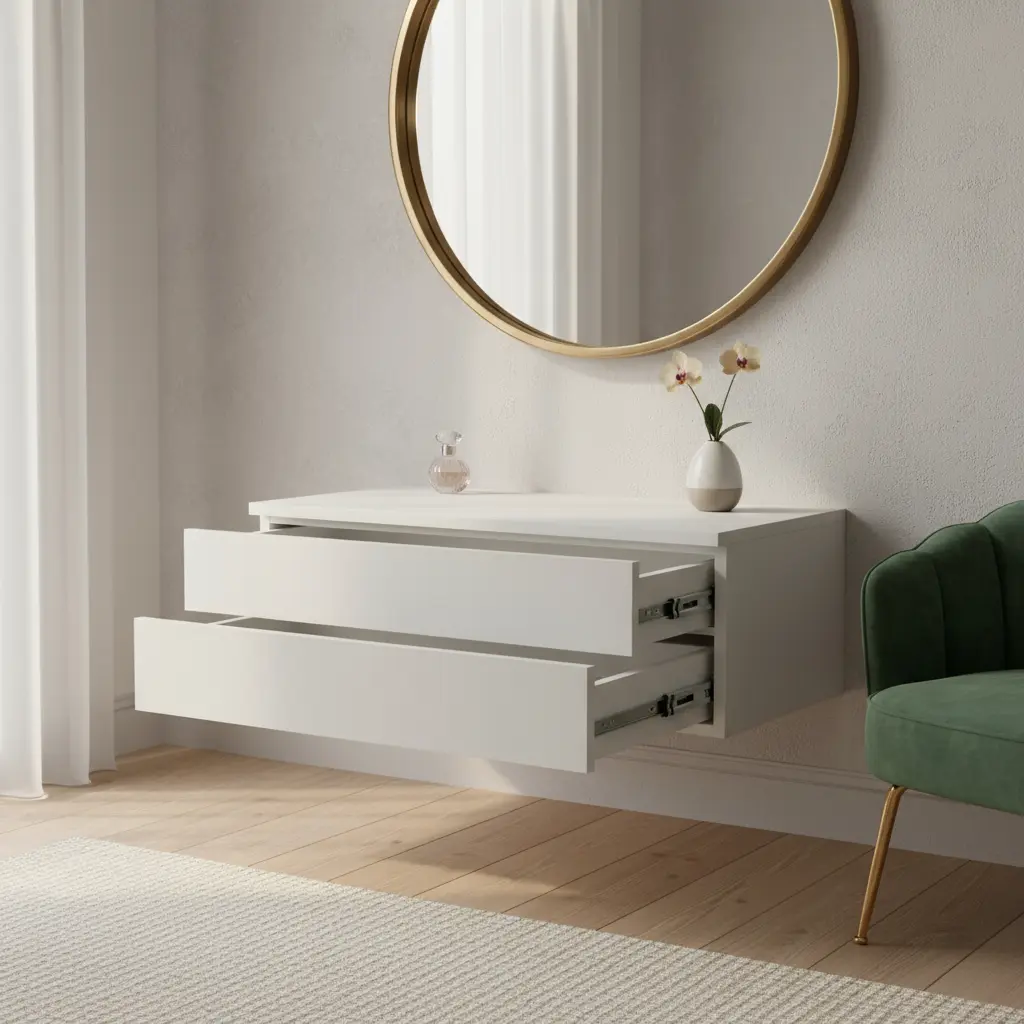 Bancada Suspensa Com duas Gaveta off white 75x33x22