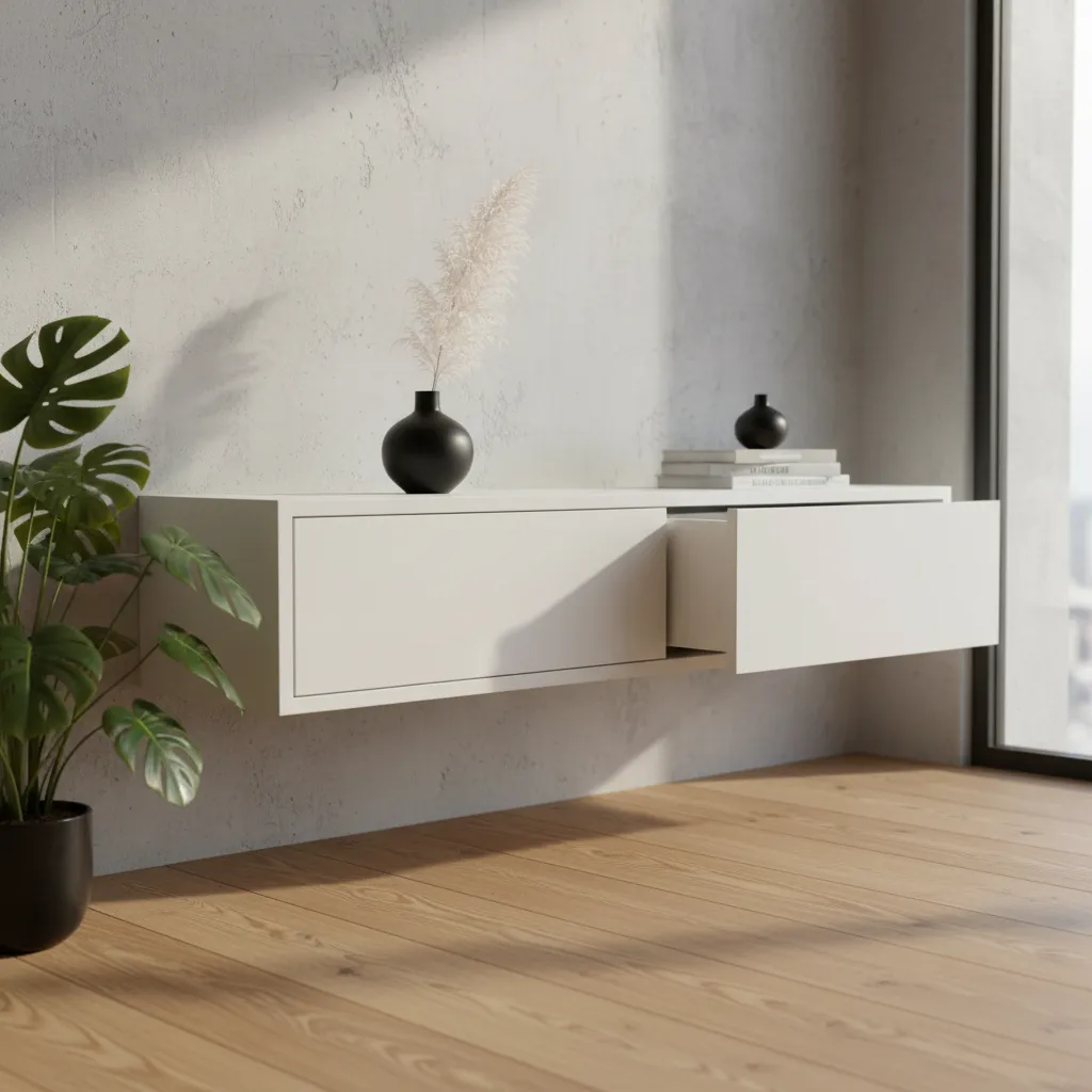 Bancada Suspensa Com Duas Gavetas off white 120x33x20