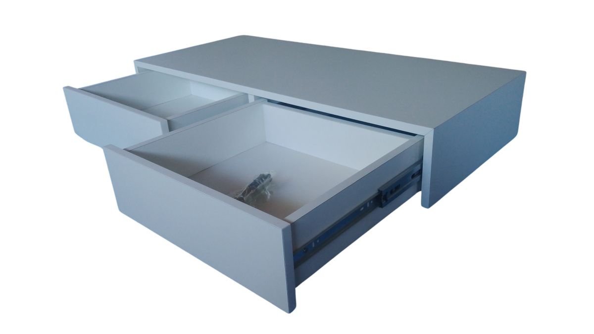 aparador suspenso com duas gavetas branco 120x50x15